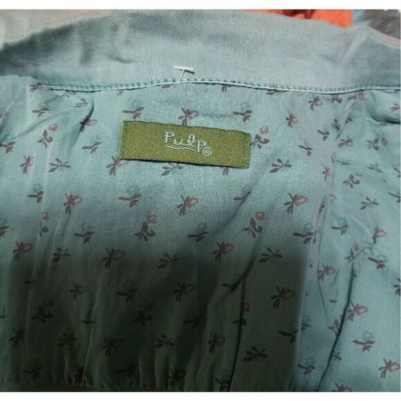 Pulp women's aqua button-down short sleeve casual top M - Picture 7 of 7